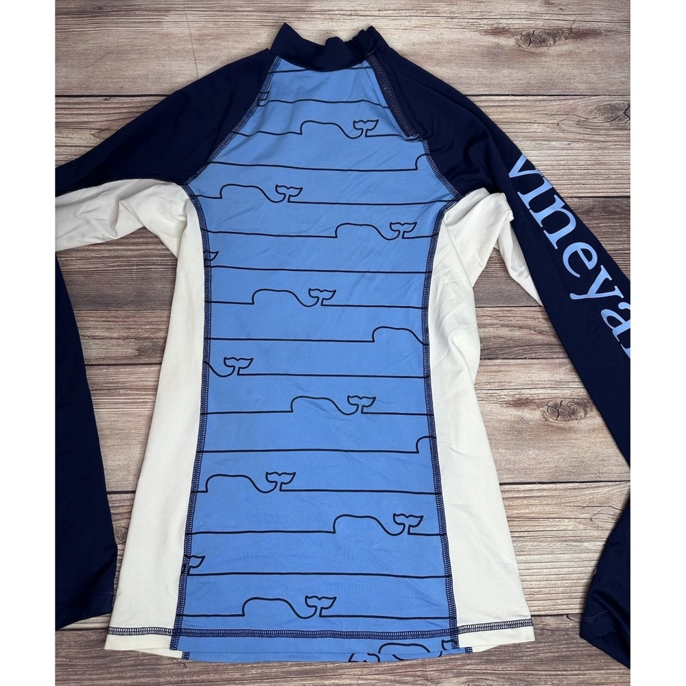 VINEYARD VINES WHALE LINE GRAPHIC RASH GUARD SHIRT WOMEN'S  BLUE‎ XS